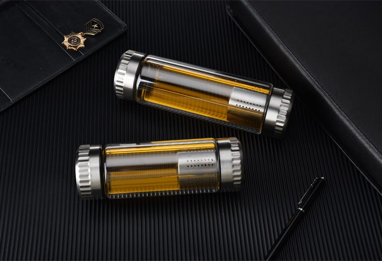 Stainless Steel Tea Infuser Glass Bottle On the Go