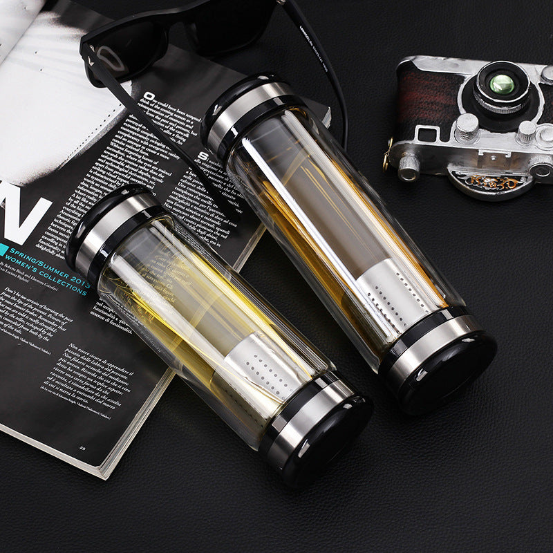 Stainless Steel Tea Infuser Glass Bottle On the Go