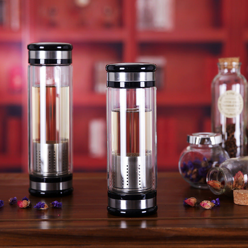 Stainless Steel Tea Infuser Glass Bottle On the Go