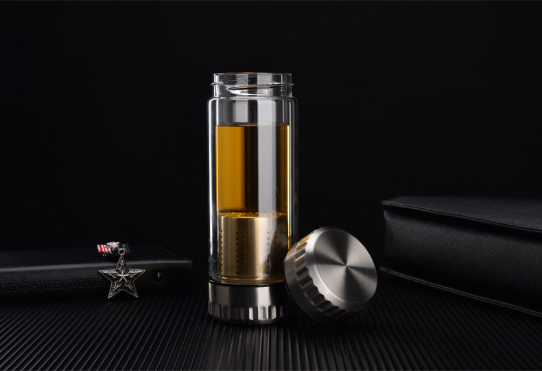 Stainless Steel Tea Infuser Glass Bottle On the Go