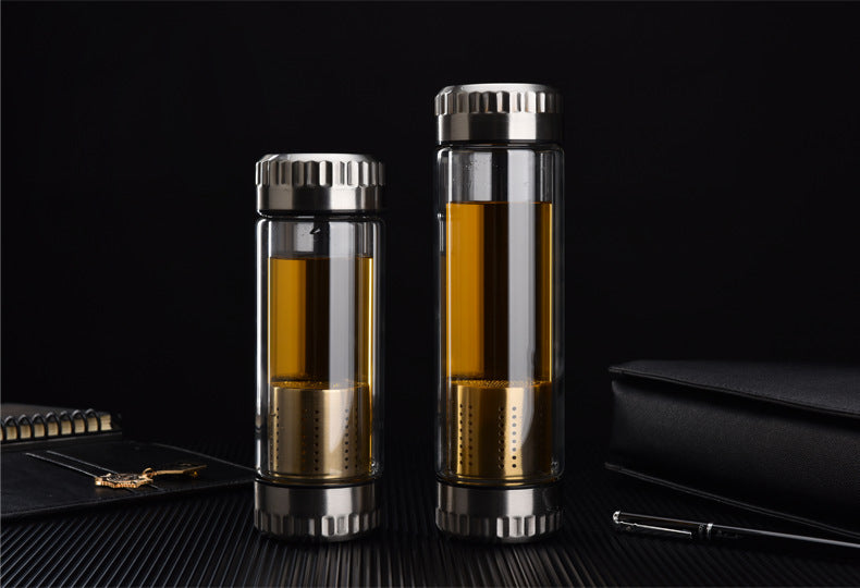 Stainless Steel Tea Infuser Glass Bottle On the Go