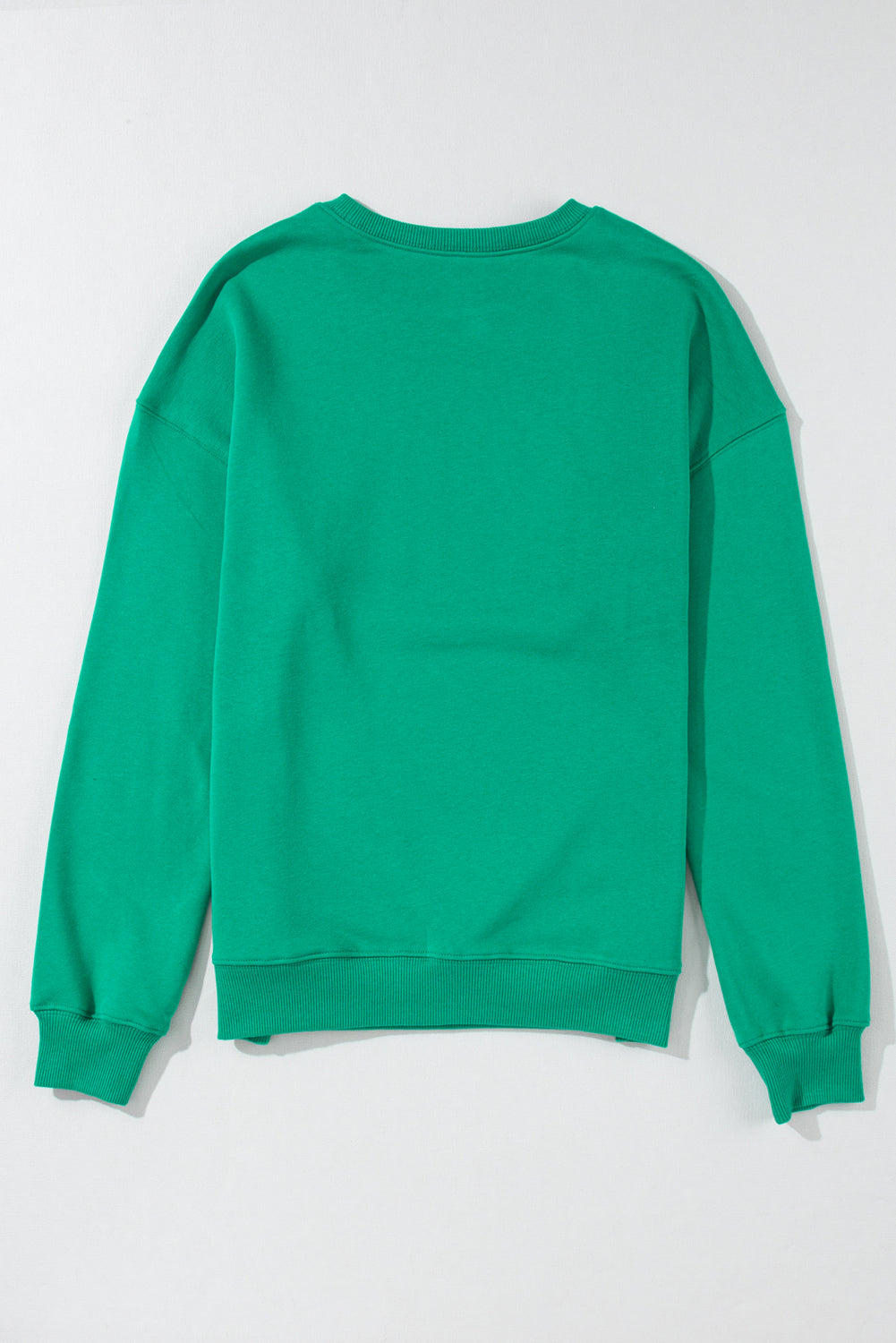Green Lucky Letter Embroidery Print Drop Sleeve Sweatshirt