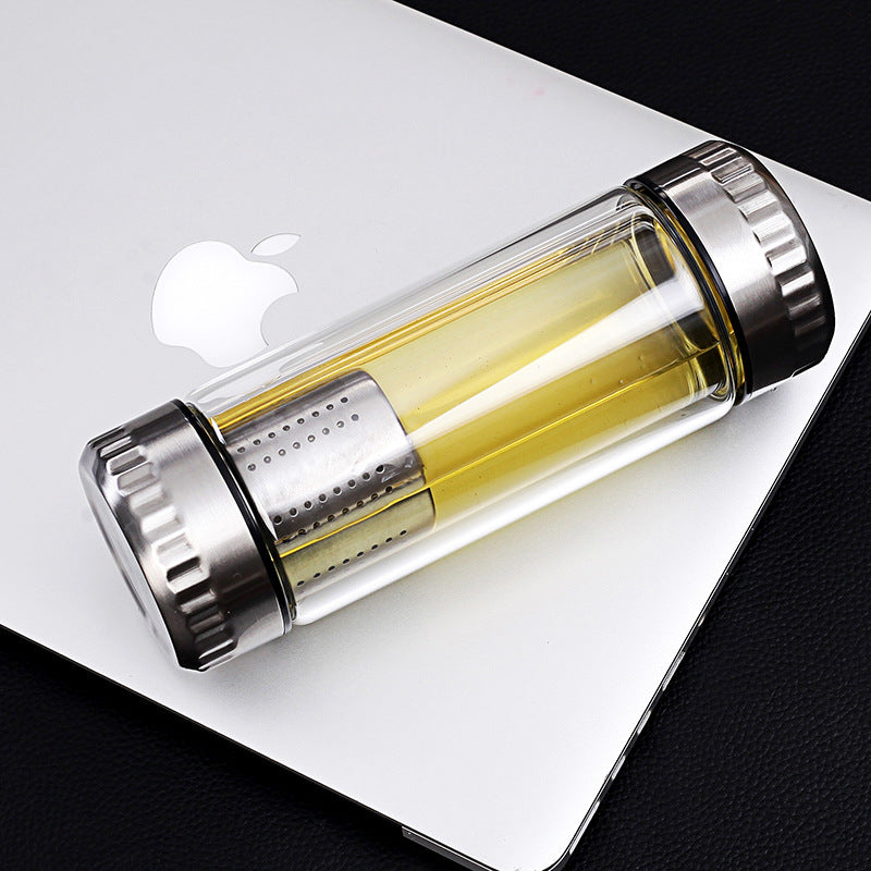 Stainless Steel Tea Infuser Glass Bottle On the Go