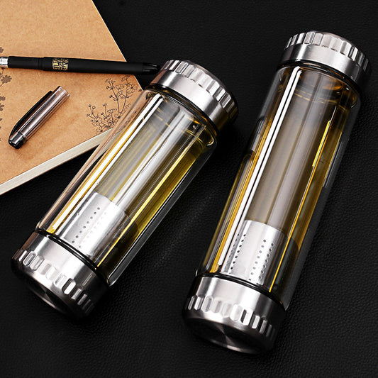 Stainless Steel Tea Infuser Glass Bottle On the Go