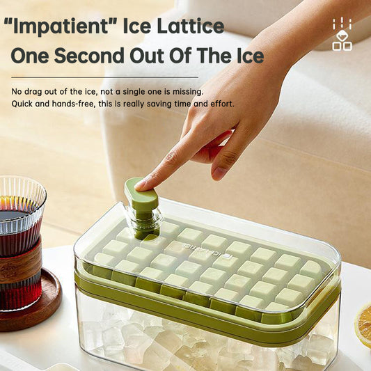 Ice Cube Tray With Lid And Bin, 64 Pcs Ice Cubes Molds, Ice Trays For Freezer, Ice Cube Tray Mold, With 2 Trays, Ice Freezer Container, Spill-Resistant Removable Lid & Ice Scoop, For Dorm, Camping